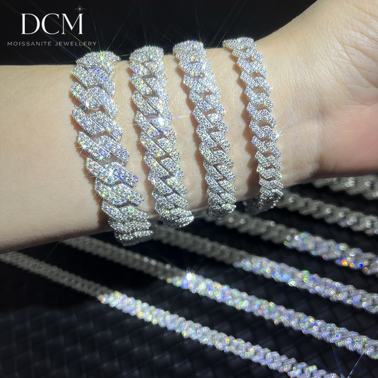 DCM “DOUBLEFROST PRIME” VVS Moissanite 15MM Double-Row Cuban Bracelet S925 Sterling Silver