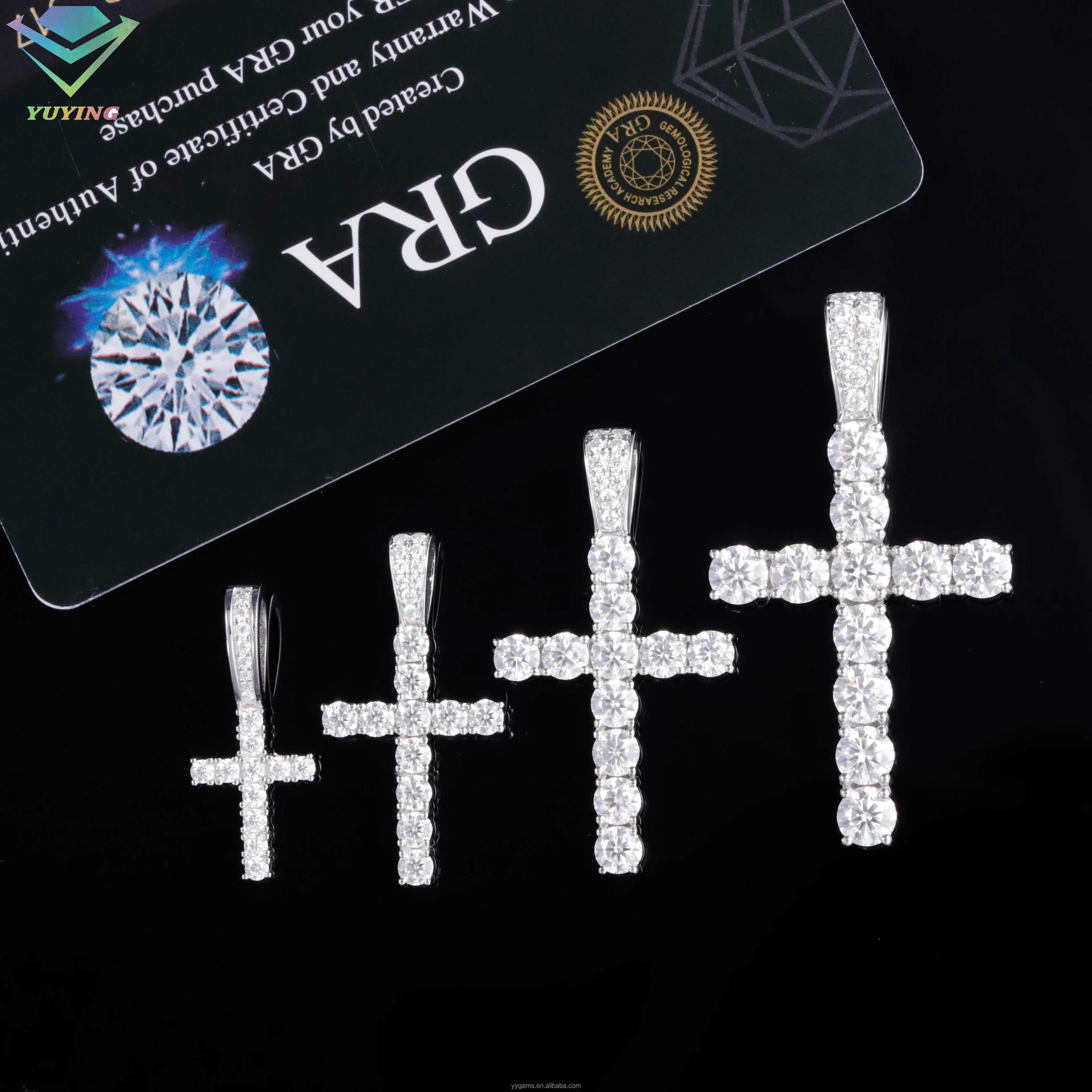 Ready to Ship Cross Pendant 2mm 3mm 4mm 5mm 925 Silver Pass Tester VVS Moissanite Diamond Cross Pendant for Chain-6