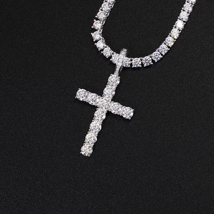Ready to Ship Cross Pendant 2mm 3mm 4mm 5mm 925 Silver Pass Tester VVS Moissanite Diamond Cross Pendant for Chain-1