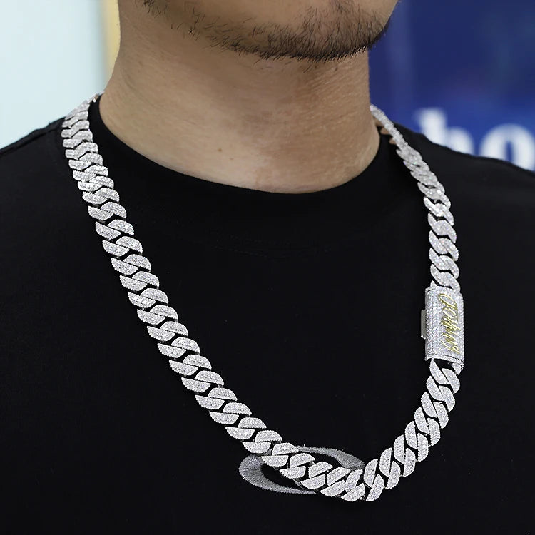 13mm 15mm 18mm Mens Jewelry 925 Silver Cuban Link Chain Iced Out Vvs Moissanite Diamond Necklace Link Bracelet Hiphop Jewelry-2