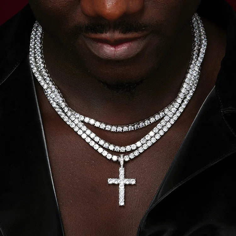 Ready to Ship Cross Pendant 2mm 3mm 4mm 5mm 925 Silver Pass Tester VVS Moissanite Diamond Cross Pendant for Chain-4