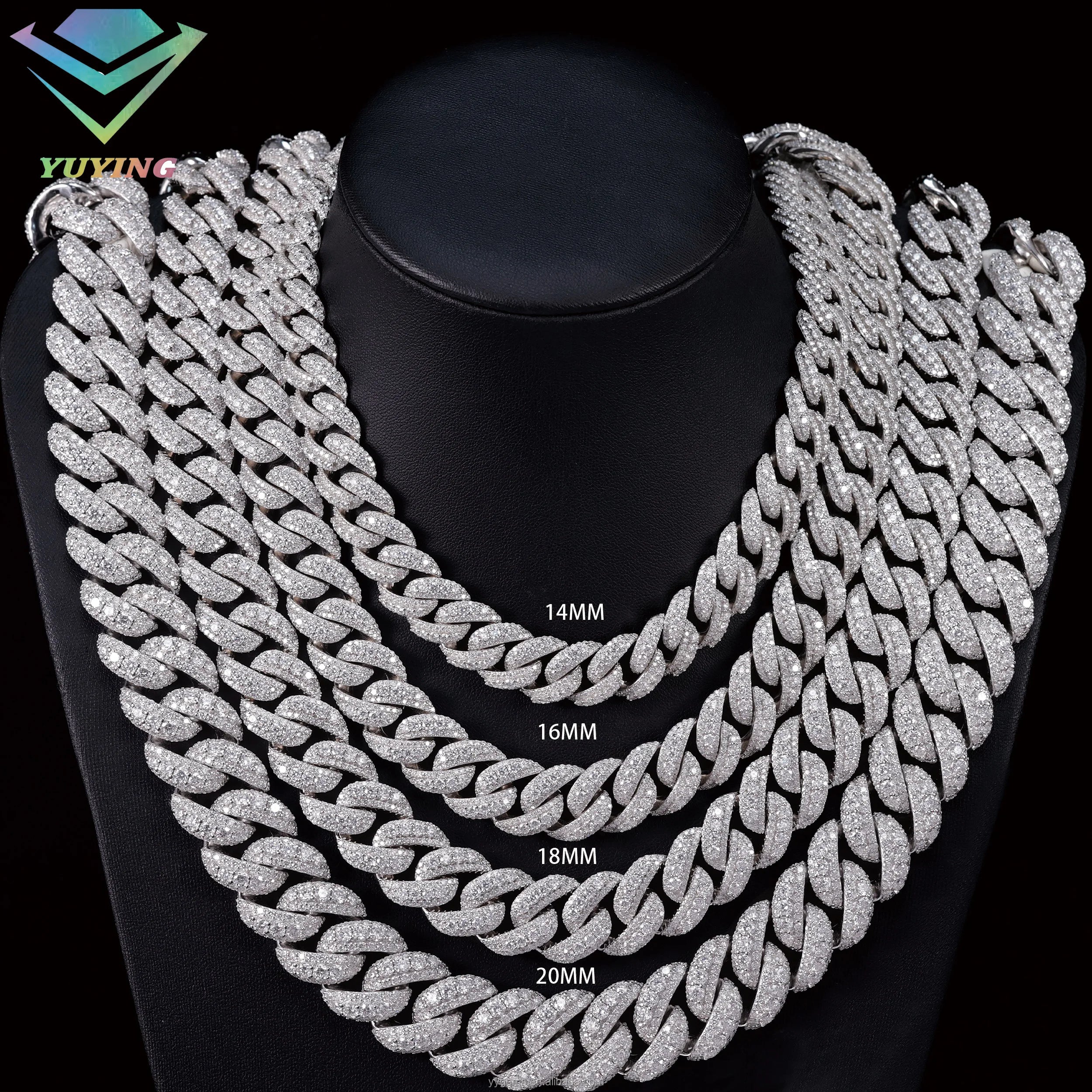 13mm 15mm 18mm Mens Jewelry 925 Silver Cuban Link Chain Iced Out Vvs Moissanite Diamond Necklace Link Bracelet Hiphop Jewelry-0