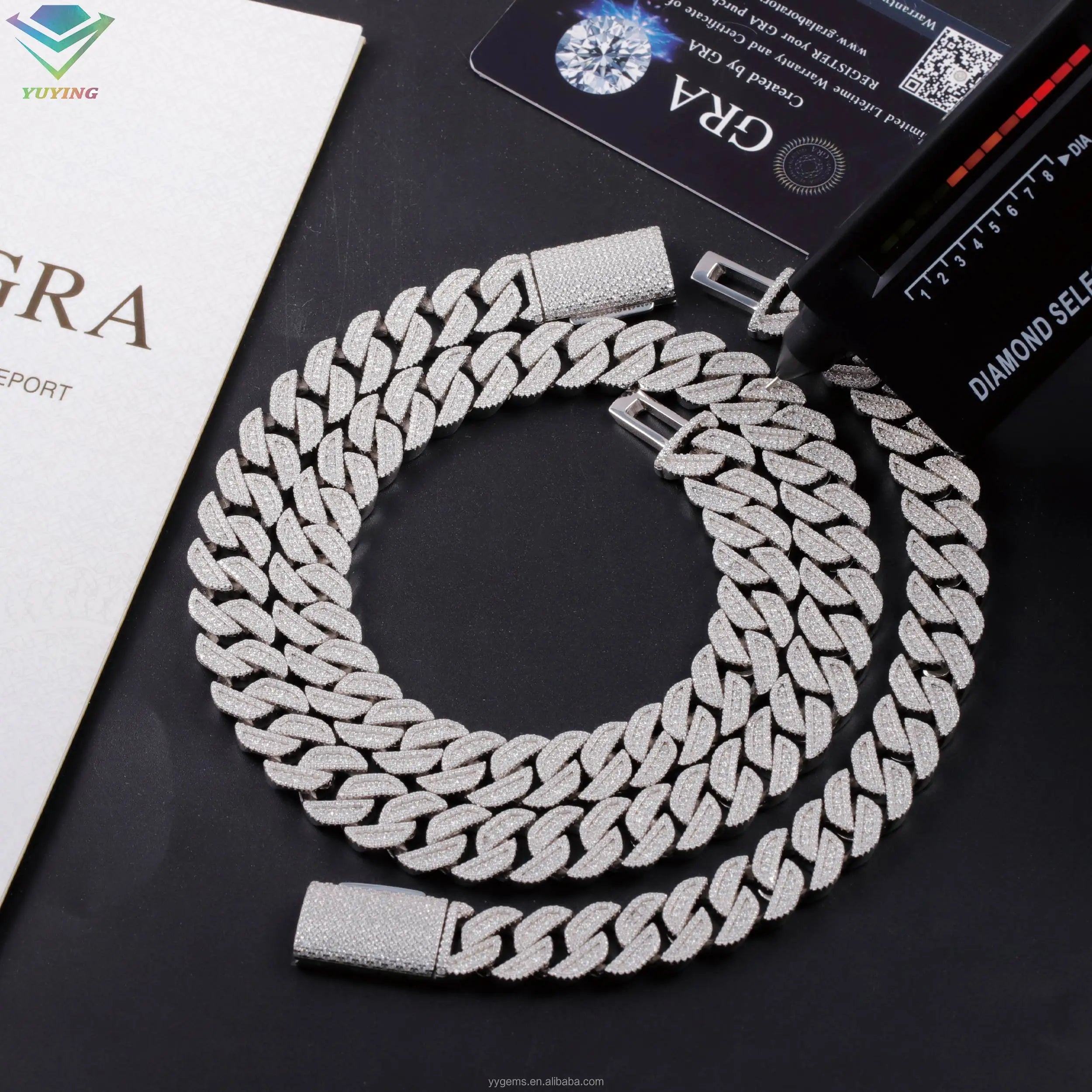 13mm 15mm 18mm Mens Jewelry 925 Silver Cuban Link Chain Iced Out Vvs Moissanite Diamond Necklace Link Bracelet Hiphop Jewelry-6