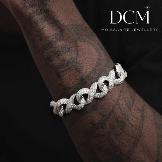 DCM “INFINIGOLD” VVS Moissanite Infinity Cuban Chain & Bracelet  S925 Solid Sterling Silver — Gold Plated