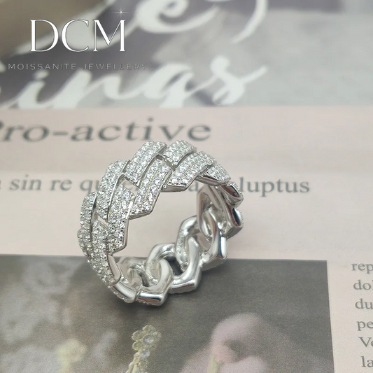 DCM “TWINFROST” VVS Moissanite Cuban Ring