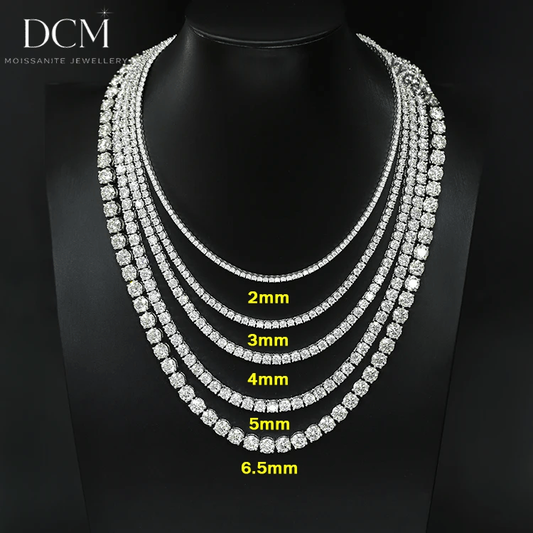 DCM “PUREFROST” VVS Moissanite Tennis Chain & Bracelet  2MM – 6.5MM | S925 Sterling Silver