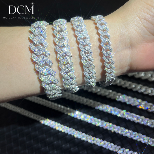 DCM “DOUBLEFROST PRIME” VVS Moissanite 15MM Double-Row Cuban Bracelet  S925 Sterling Silver