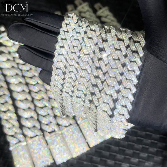 DCM “DOUBLEFROST PRIME” VVS Moissanite 15MM Double-Row Cuban Bracelet  S925 Sterling Silver