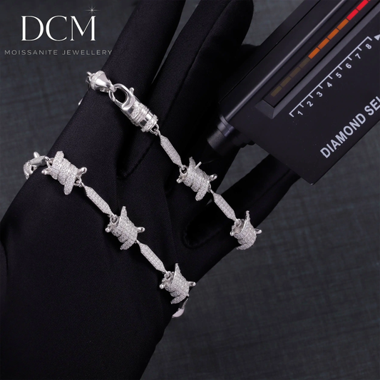 DCM “SPINE CUBAN” VVS Moissanite 8MM Spiked Cuban Bracelet  S925 Sterling Silver