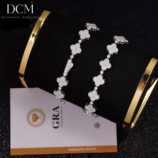DCM “HEARTBLOOM” VVS Moissanite Flower Cuban Bracelet  10MM | S925 Sterling Silver