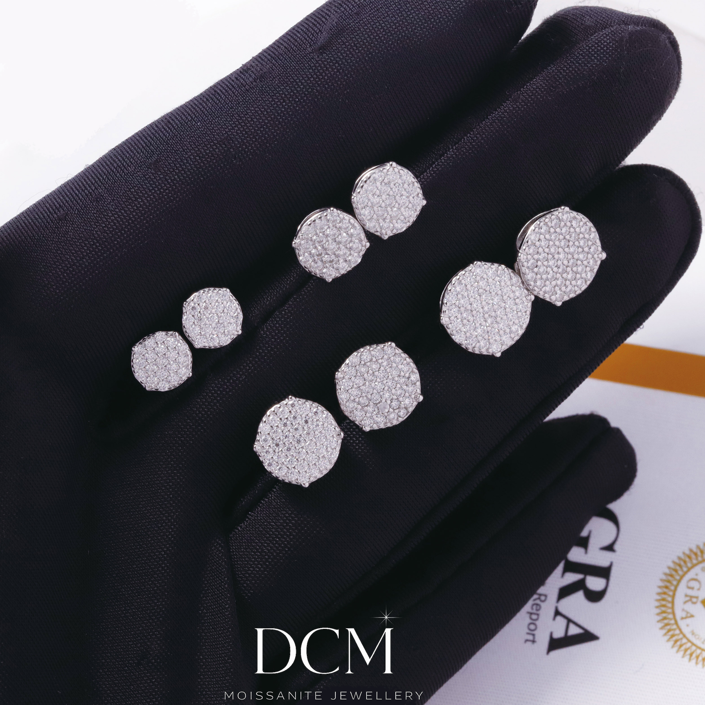 DCM “BRILLIANTCORE” VVS Moissanite Round-Cut Stud Earrings  S925 Sterling Silver