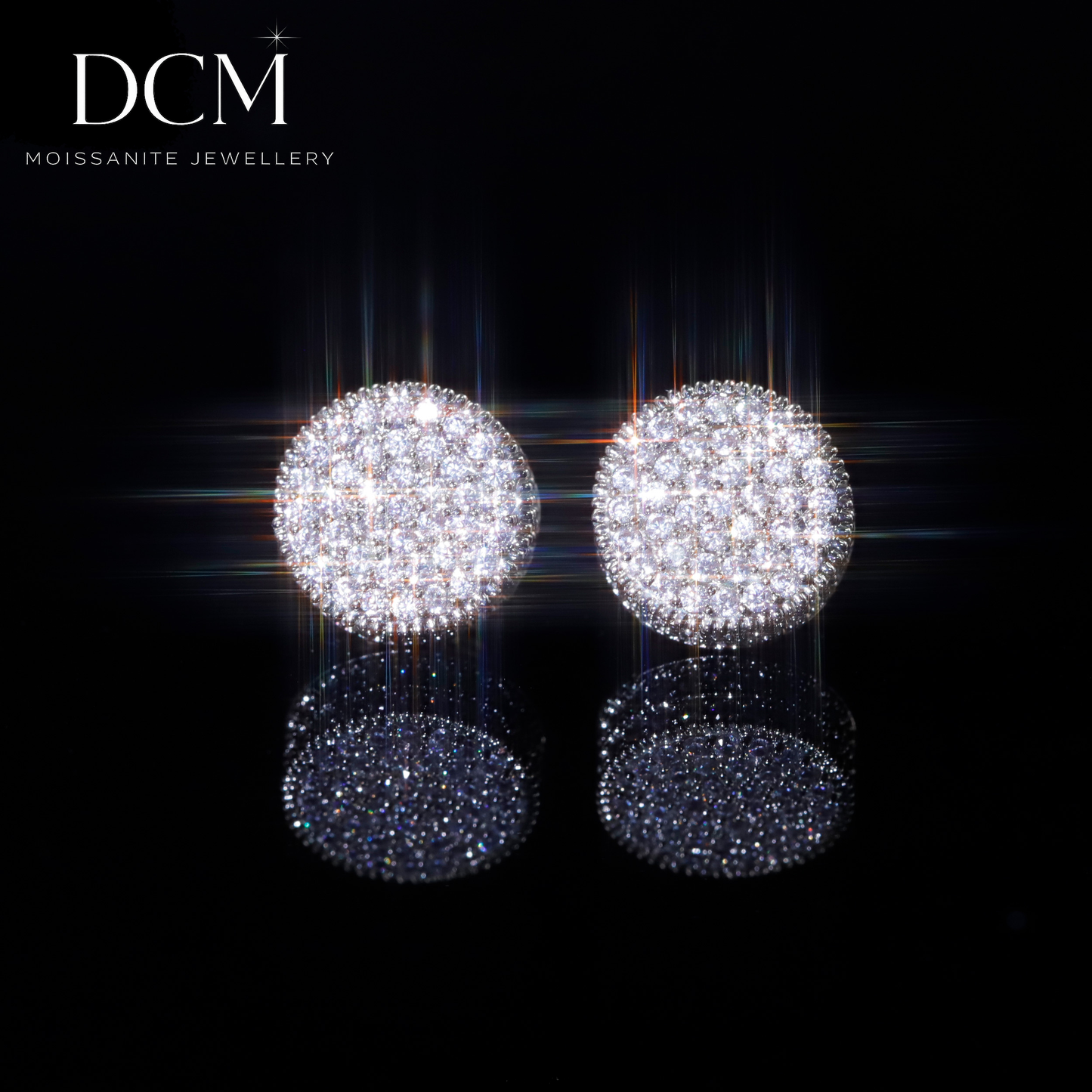 DCM “BRILLIANTCORE” VVS Moissanite Round-Cut Stud Earrings  S925 Sterling Silver